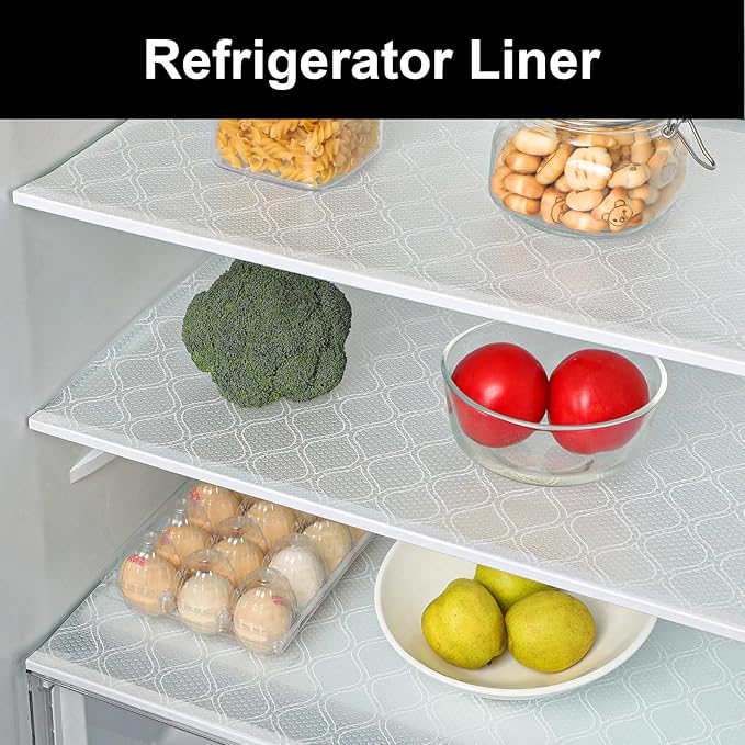Cooyes Shelf Liner for Kitchen Cabinets Waterproof Kitchen Cupboard Liner Plastic Drawer Mats EVA Material Non Adhesive Fridge Mats for Shelves（23.6" W x 118" L）