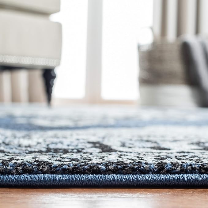 SAFAVIEH Vintage Hamadan Collection Area Rug - 5'3" x 7'6", Blue & Grey, Oriental Traditional Persian Design, Non-Shedding & Easy Care, Ideal for High Traffic Areas in Living Room, Bedroom (VTH219M)