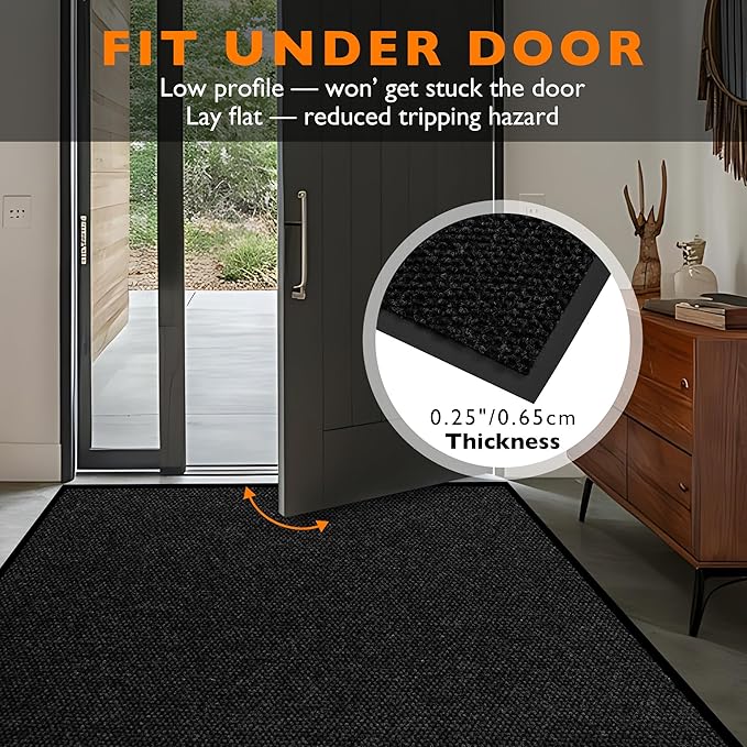 Custom Size Extra Large Front Door Mat, 3FT x 19FT Indoor Outdoor Entrance Commercial Floor Mat, Heavy Duty Dirt Trapper Doormat for Entryway Welcome Mat, Low Profile, Non-Slip, Waterproof