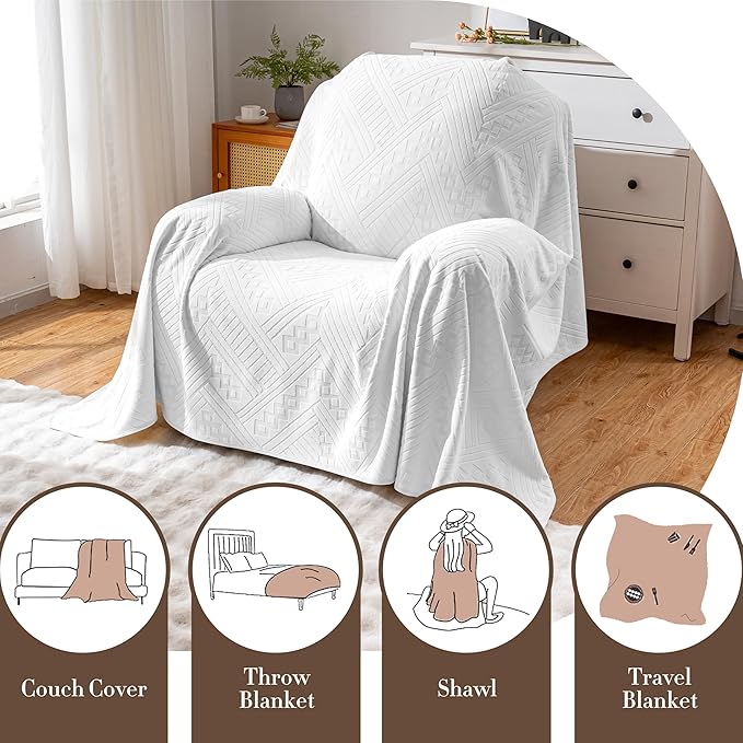 Waterproof Recliner Cover, Anti-Slip Reclining Chair Covers, Pet-Friendly, Washable, Durable and Breathable Couch Covers – Reversible Design for Sofa Protection(71x71in/White)