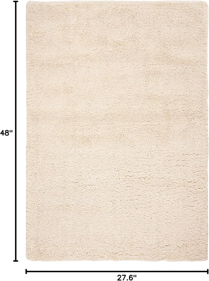 SAFAVIEH Fontana Shag Collection Accent Rug - 2'3" x 4', Creme, Solid Design, Non-Shedding & Easy Care, 2-inch Thick Ideal for High Traffic Areas in Entryway, Living Room, Bedroom (FNT800B)