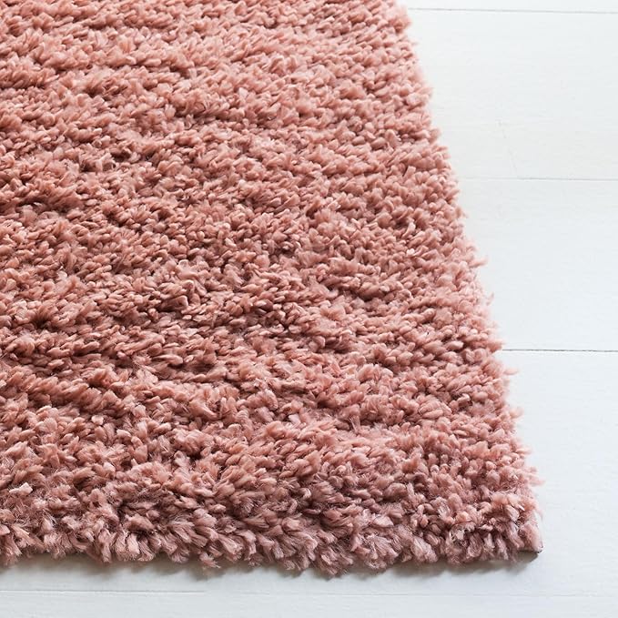 SAFAVIEH August Shag Collection Accent Rug - 4' x 6', Rose, Solid Design, Non-Shedding & Easy Care, 1.5-inch Thick Ideal for High Traffic Areas in Entryway, Living Room, Bedroom (AUG200X)