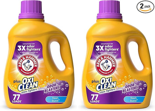 ARM & HAMMER Plus OxiClean Odor Blasters Fresh Burst,77 Loads Liquid Laundry Detergent,100.5 Fl oz,(Pack of 2)