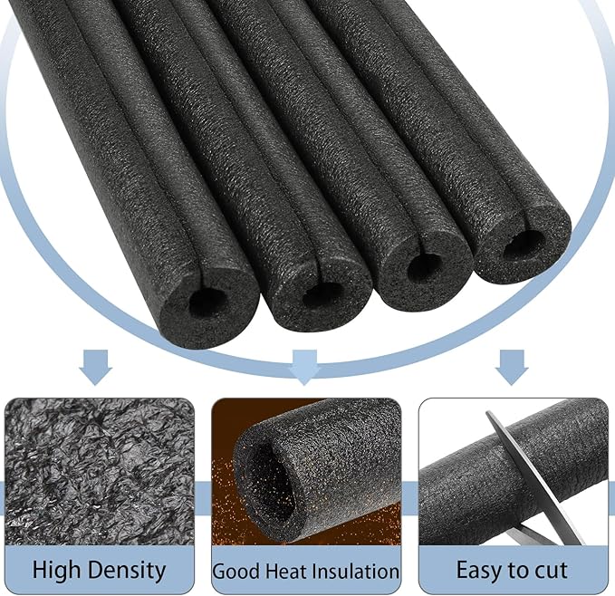 8 Pack Elbow Pipe Insulation Foam Tube Outdoor Wrap Black Pipe Covers Elbow Insulation Tubing Water Foam Covers for Outdoor Winter Irrigation, Sprinkler (1.5 Inch)