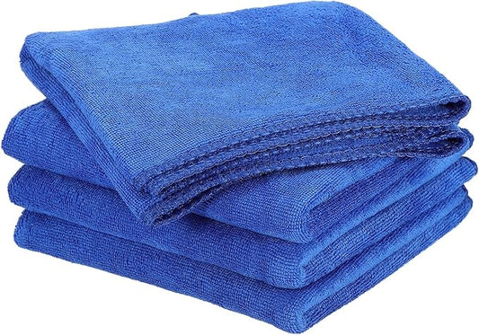 HARFINGTON 4 Pack Microfiber Cleaning Cloth, 20" x 10" Multi-Functional Cleaning Towels Reusable Absorbent Rags for Car Wash Kitchen Household Window Clean, Sapphire Blue