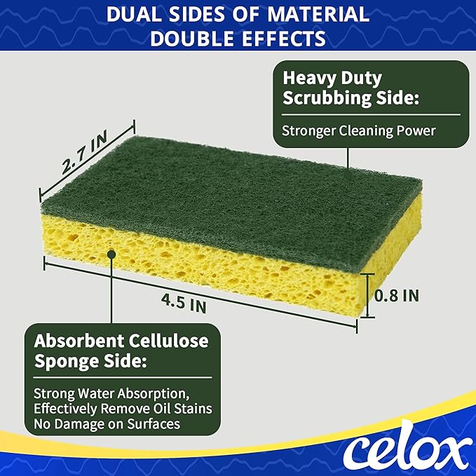 CELOX Sponges for Dishwashing and Household Cleaning, 12 Pack, Yellow