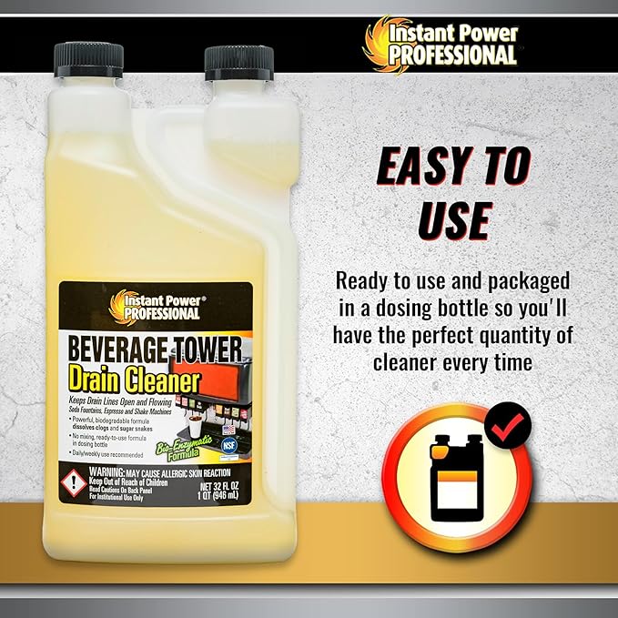 Instant Power Professional Beverage Tower Drain Cleaner, 32 Fl Oz, 12 Pack
