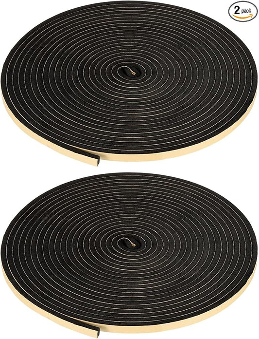 PATIKIL EPDM Foam Seal Tape, Black, 32.8 ft Total, 15 × 6 mm, 2 Rolls