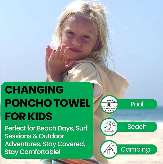 COR Surf Kids Unisex Changing Swim Poncho Towel Robe | (Retro-Sand)