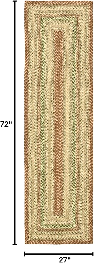 SAFAVIEH Washable Rug Outdoor Braided Collection - 2'3" x 6' Runner, Rust & Multi, Weather Resistant & Easy to Clean, Ideal for Entryway, Patio, Kitchen, Mudroom (BRD303A)