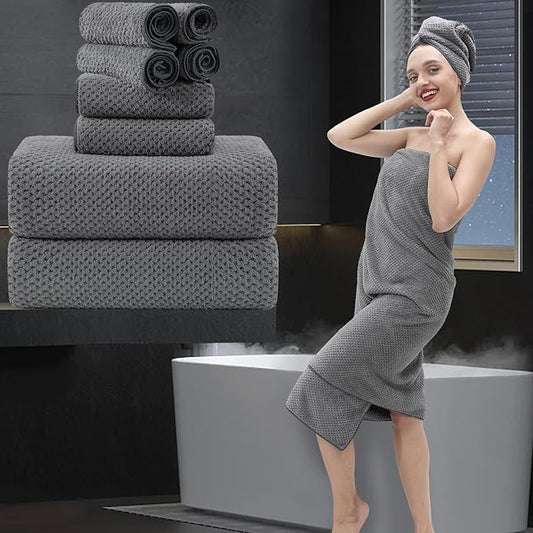 8 Piece Bathroom Towel Set Dark Gray |2 Oversized Large Bath Towels Sheet,2 Hand Towels and 4 Washcloths| 600GSM Ultra Soft Luxury Premium Towel Set Highly Absorbent Quick Dry Hotel Towel Collection