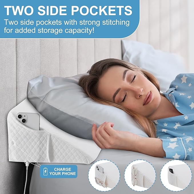 HABUTWAY Full Size Bed Wedge Pillow for Headboard, Bed Gap Filler(0-8"), Memory Foam Mattress Wedge Pillow Triangle Bloster for Sleeping, Close The Gap Between Headboard and Mattress Space Filler