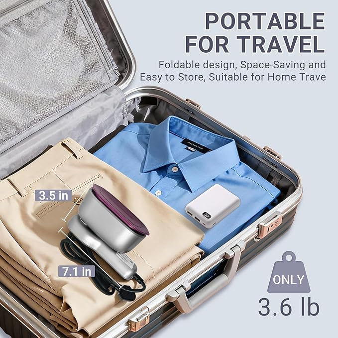 Travel Steamer for Clothes, 1200W Portable Handheld Garment Steamer with Touch Screen, Large Ceramic Panel, 15-Second Fast Heat-Up with 5 Modes, Ironing for Home and Travel