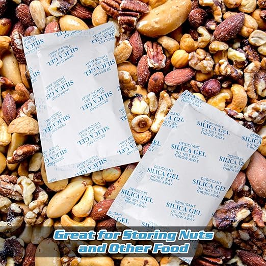 SurpOxyLoc 5 Gram(100Packs) Food Grade Silica Gel Packs Dessicant Packets for Moisture Control,Cobalt Chloride Free Moisture Absorbers for Food Storage