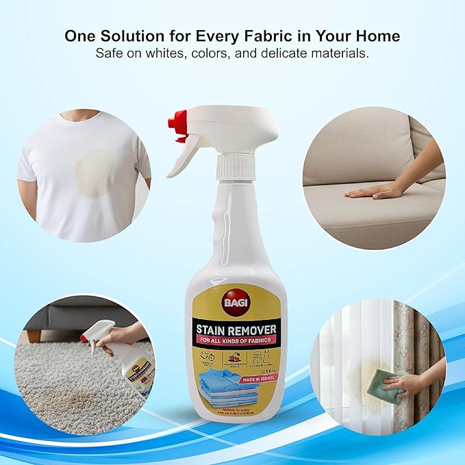 BAGI Stain Remover Spray for All Types of Fabric | Powerful Stain Cleaner for Clothes, Carpets, Curtains & Upholstery | Dual-Use Formula | Fast-Acting & Safe on Colors – 13.5 fl.oz