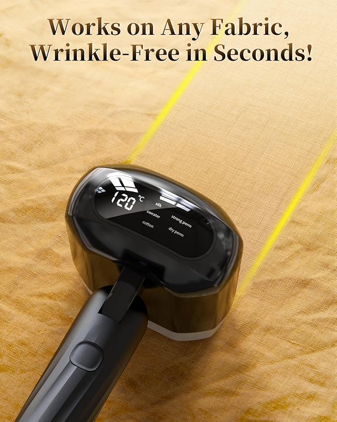 2025 Upgrade Steamer for Clothes, 2 in 1 Iron & Steamer for Quick Wrinkle Removal, 5 Adjustable Grades Temperature with LED Digital Display for Home, Office and Travel Use
