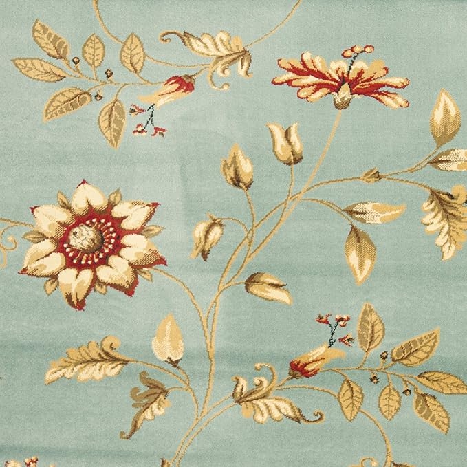 SAFAVIEH Lyndhurst Collection Area Rug - 6'7" x 9'6", Blue & Multi, Traditional Floral Design, Non-Shedding & Easy Care, Ideal for High Traffic Areas in Living Room, Bedroom (LNH552-6591)