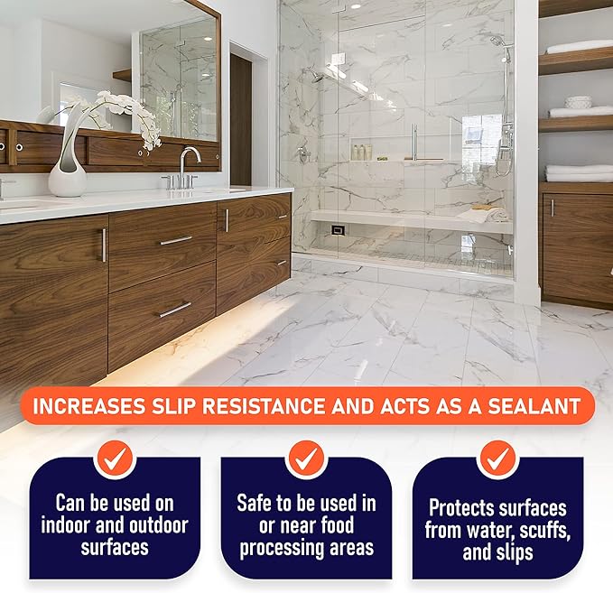 SlipDoctors Polish Grip Non-Slip Floor Coating and Sealant for Highly Polished Marble, Granite and Tiles, Pint, Clear