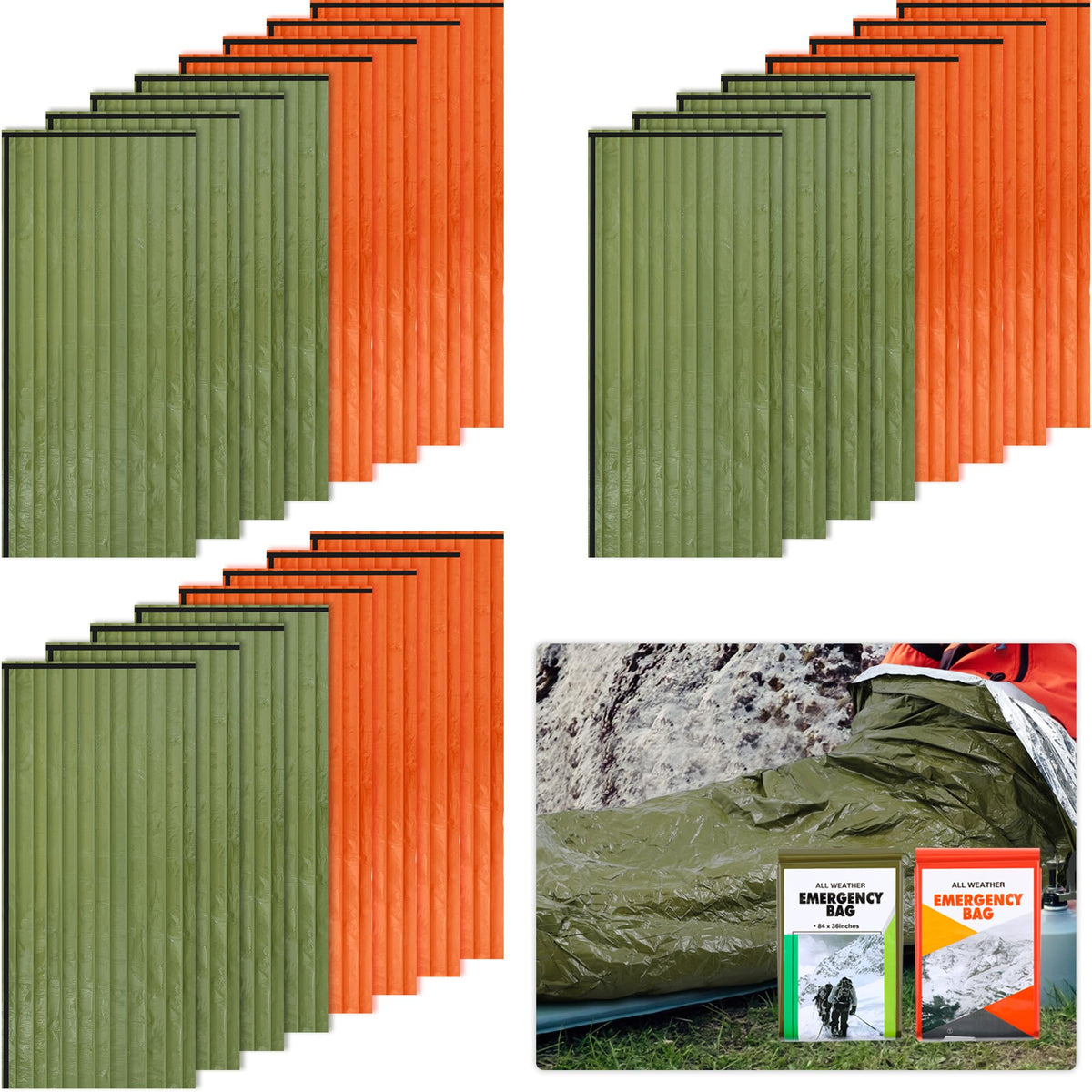 Preboun 20/50/70 Pcs Emergency Sleeping Bag Survival Bivy Sack - Image 1