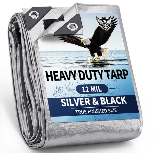 10x20FT Tarp, 12 Mil Tarps Heavy Duty Waterproof - Image 1