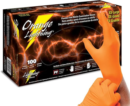 Atlantic Safety Products OR-XXL Orange Lightning Nitrile Gloves 2XL