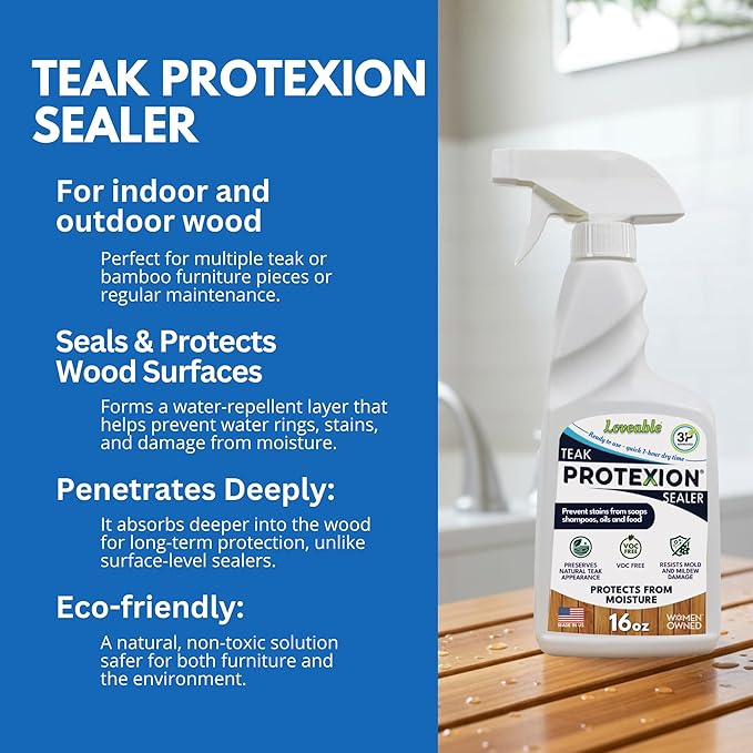 Loveable EcoDecors Complete Teak Care Bundle - 24oz Teak Oil, 32oz Cleaner, 16oz Protexion, and 32oz Stain Remover