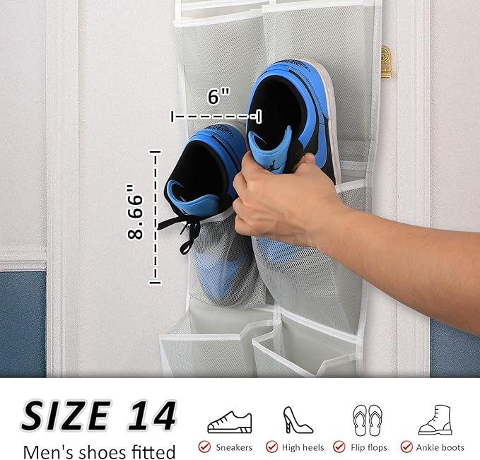 2PK Over the Door 12 Pocket Hanging Shoe Organizer