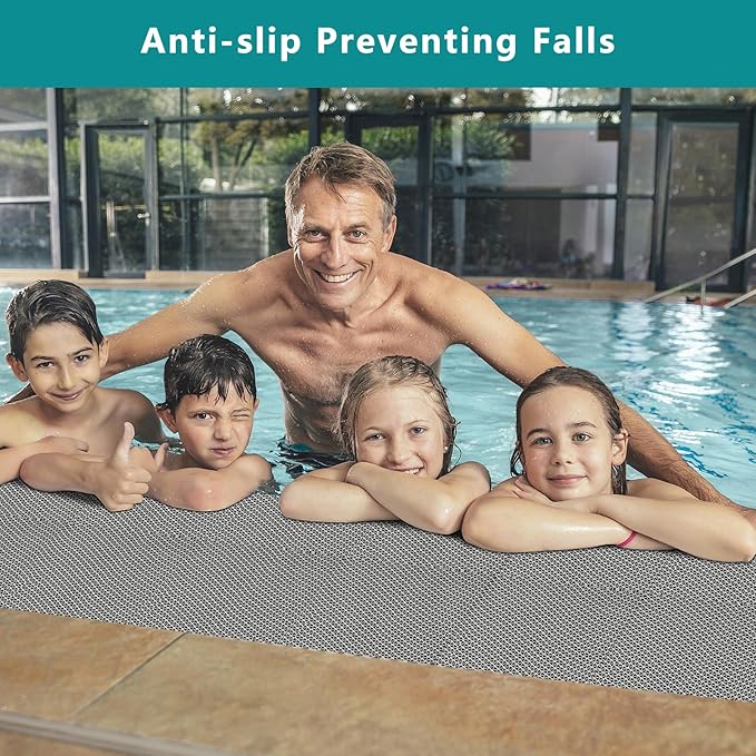 WochiTV Non Slip Drainage Mats PVC Pool Floor Mat 0.23'' Thick Outdoor Indoor Parking Space Mat for Bathroom Garage Basement Backyard Commercial Kitchen 3x16.6Ft
