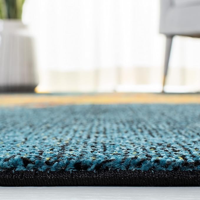 SAFAVIEH Galaxy Collection Area Rug - 6'7" x 9', Blue & Yellow, Modern Abstract Design, Non-Shedding & Easy Care, Ideal for High Traffic Areas in Living Room, Bedroom (GAL117L)