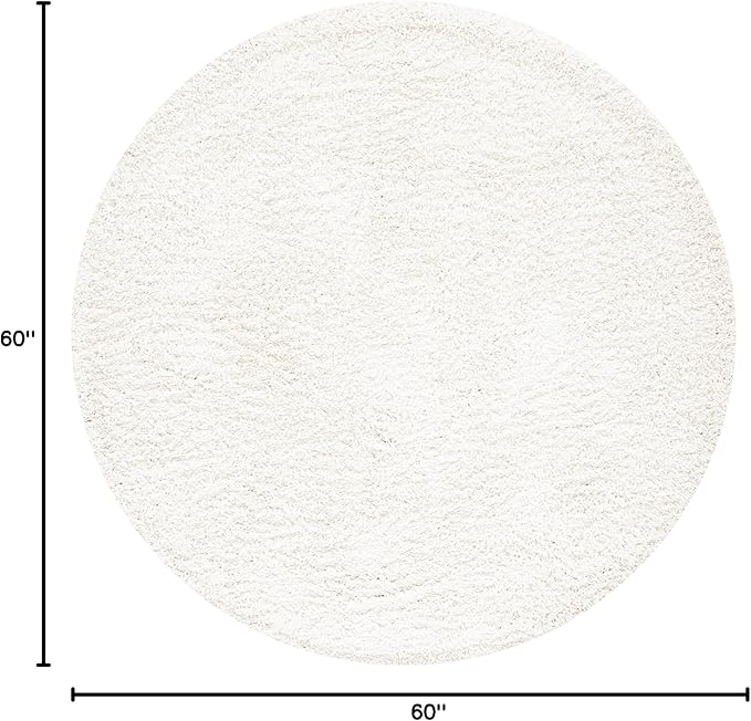 SAFAVIEH August Shag Collection 5' Round Ivory AUG200C Solid Non-Shedding Living Room Bedroom Dining Room Entryway Plush 1.5-inch Thick Area Rug