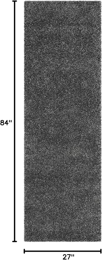 SAFAVIEH Santa Monica Shag Collection 2'3" x 7' Dark Grey SGN725 Solid Non-Shedding Living Room Bedroom Dining Room Entryway Plush 2-inch Thick Runner Rug