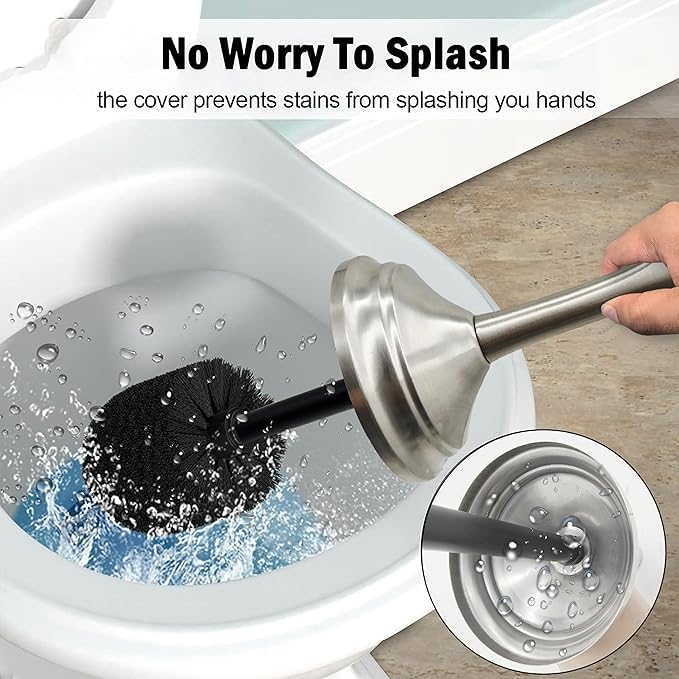 Vince Camuto Toilet Bowl Brush with Holder, Durable Bathroom Cleaning Tool, Modern Design for Easy Toilet Maintenance, Bathroom Cleaner Brush for Efficient Cleaning and Hygiene
