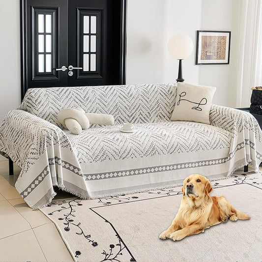 HAOMAIJIA Non Slip Couch Cover Sofa Covers for 3 Cushion Couch Washable sectional Couch Covers for Dogs pet Furniture Protector Couch Cover Blanket for Living Room (MR-Grey, 71"x134")