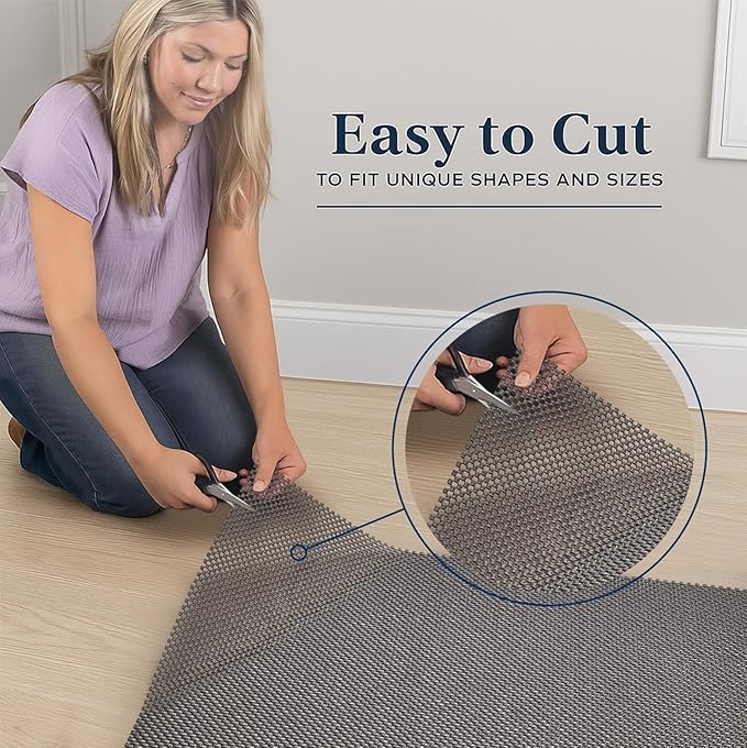 Veken 10x14 Ft Rug Pad Gripper for Hardwood Floors, Non Slip Rug Pads for Area Rugs, Thick Dark Grey Rug Grippers for Tile Floors, Under Carpet Anti Skid Mat, Keep Your Rugs Safe and in Place