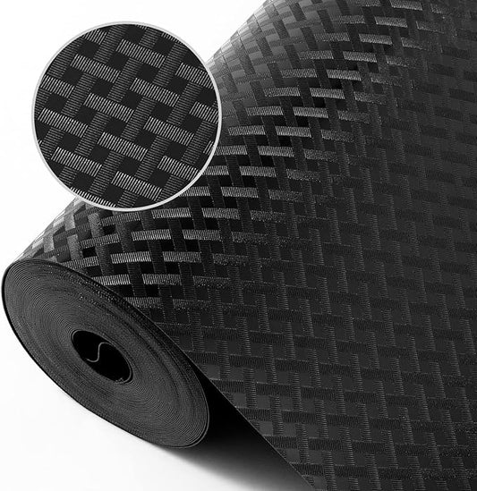 Shelf Liners for Kitchen Cabinets Refrigerator Liners Waterproof & Oil-Proof Kitchen Cupboard Liner Non-Slip Drawer Mats EVA Material Non Adhesive Fridge Liner for Shelves - Black 23.6 x 157.4 Inches