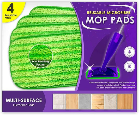 Heavy Duty Microfiber Mop Refill Pads - Extra Thick, Premium Quality Mop Pad Replacements Refills for Wet and Dry Mopping Up Dirt, Dust, Dog Hair and Cat Hair