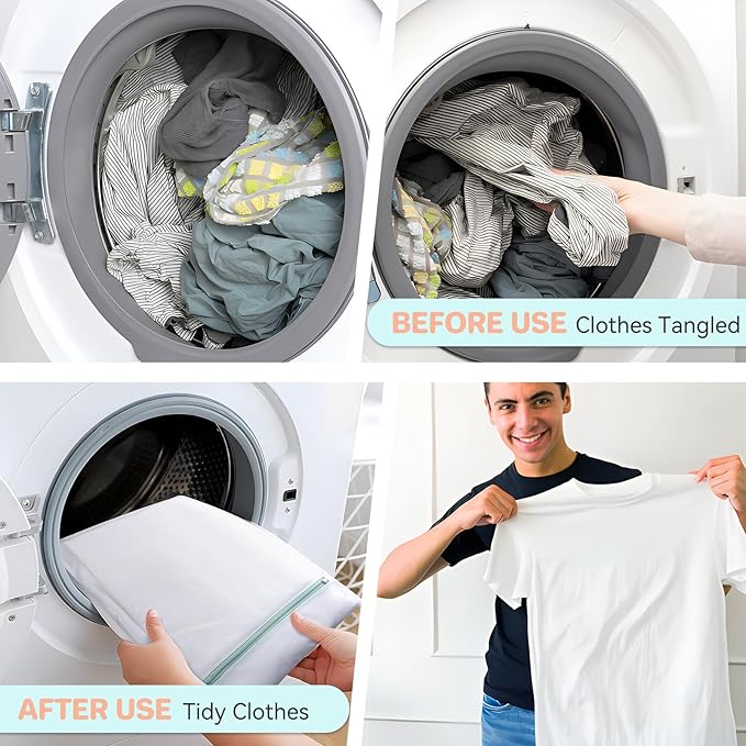 Small Laundry Net for Washing Machine, Laundry Net 30 x 40 & 40 x 50 cm, Suitable for Sweaters, Coats, Socks, Shirts, Stuffed Animals, Jeans, etc. - 2 Pieces