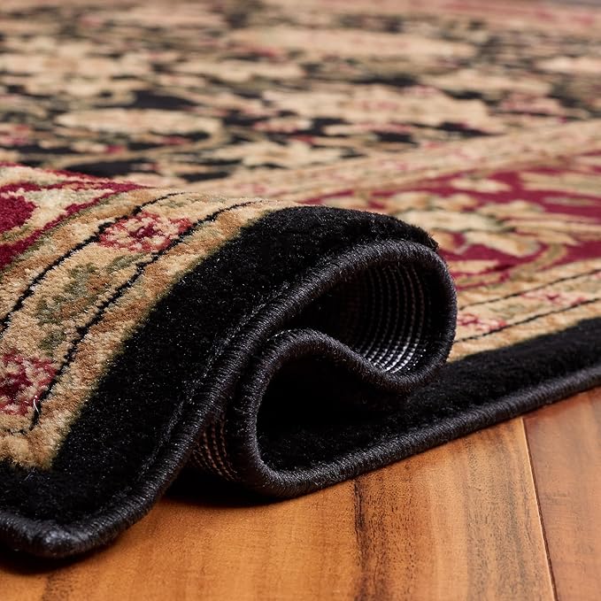 SAFAVIEH Lyndhurst Collection Area Rug - 8' Square, Black & Red, Traditional Oriental Design, Non-Shedding & Easy Care, Ideal for High Traffic Areas in Living Room, Bedroom (LNH212G)