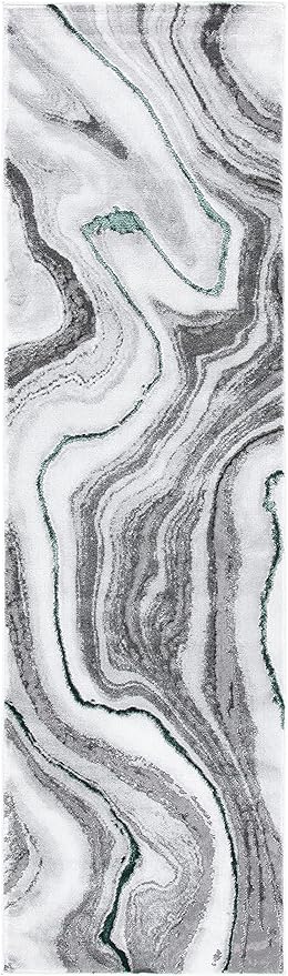 SAFAVIEH Craft Collection Runner Rug - 2'3" x 14', Grey & Green, Modern Abstract Design, Non-Shedding & Easy Care, Ideal for High Traffic Areas in Living Room, Bedroom (CFT819Y)