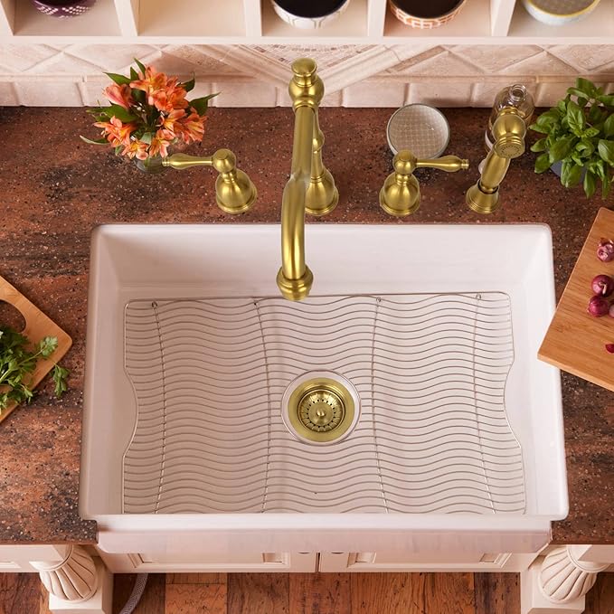 Akicon Kitchen Sink Stopper Replacement for 3-1/2 Inch Standard Strainer Drain, Solid Brass with Post Styled Basket