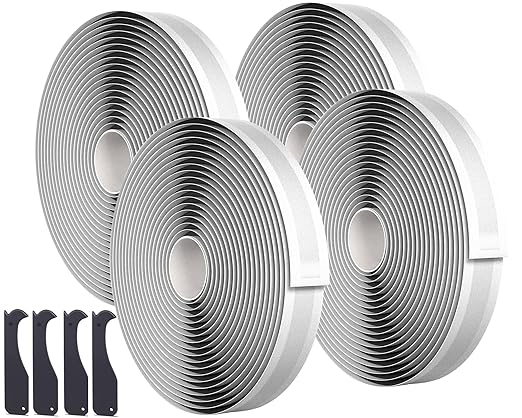 Black Butyl Sealant Tape – 1/2" x 80' Butyl Rubber Sealant, 4 Rolls Multi-Purpose Butyl Rope, and Putty Tape for RV Repair, Window, Boat Sealing, Glass and EDPM Rubber Roof Patching