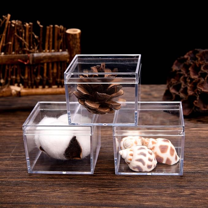 KissYou Small Acrylic Box Clear Boxes with Lid Acrylic Square Cube for Display Jewelry Storage Contanier Easter Party Decorative Box