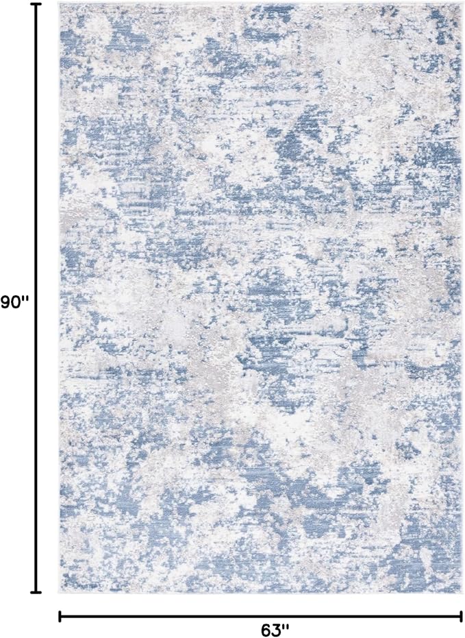 SAFAVIEH Amelia Collection Area Rug - 5'3" x 7'6", Dark Blue & Grey, Modern Abstract Design, Non-Shedding & Easy Care, Ideal for High Traffic Areas in Living Room, Bedroom, Dining (ALA705M-5)