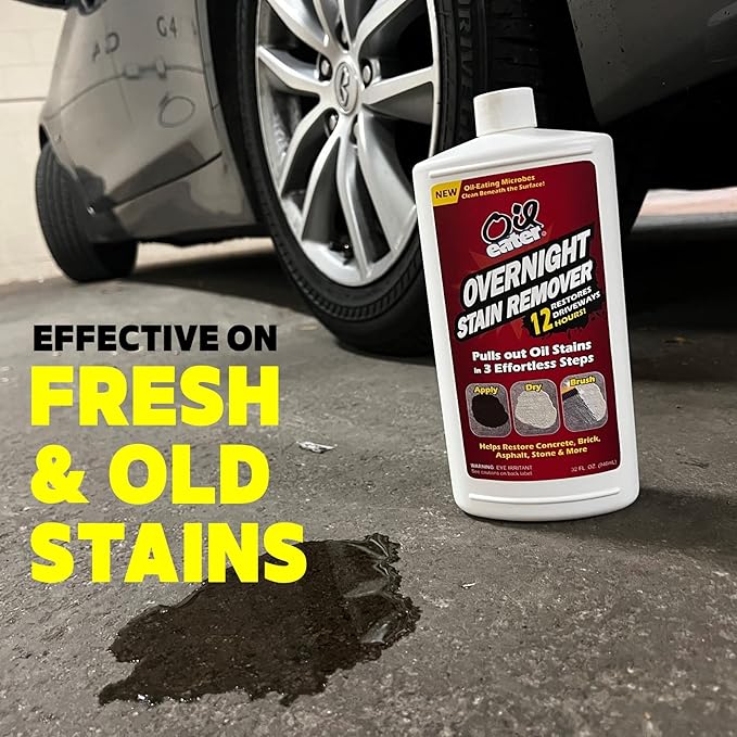 Oil Eater Overnight Concrete Stain Remover – Driveway, Garage & Paver Oil Stain Cleaner