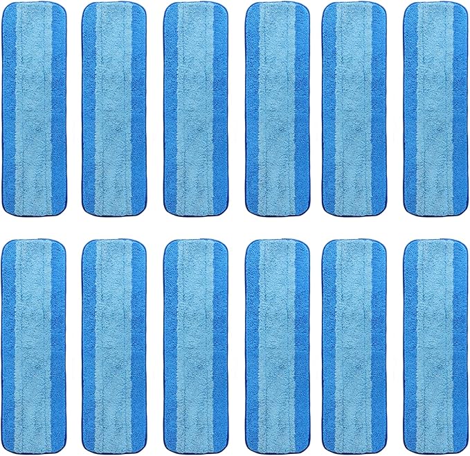 12 Pack Microfiber Cleaning Pads, Reusable Microfiber Mop Pads for 18 Inch Mop, Hardwood Floor Replacement Cleaning Mop Pads, Machine Washes