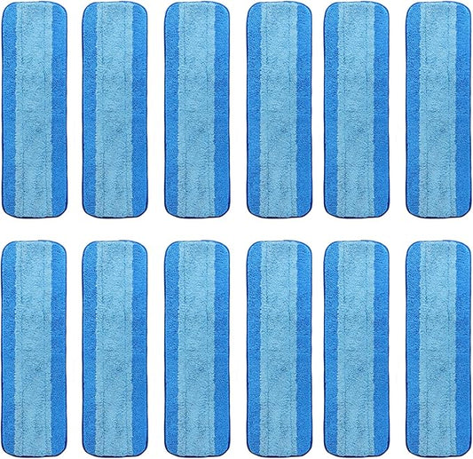 12 Pack Microfiber Cleaning Pads, Reusable Microfiber Mop Pads for 18 Inch Mop, Hardwood Floor Replacement Cleaning Mop Pads, Machine Washes