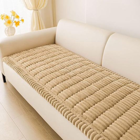 hyha Couch Covers for Dogs Washable, Non Slip Plush Dog Sofa Protectors, Fuzzy Pet Couch Covers for 3 Cushion Sofa Pet Friendly (Camel, 27.6" x 59")