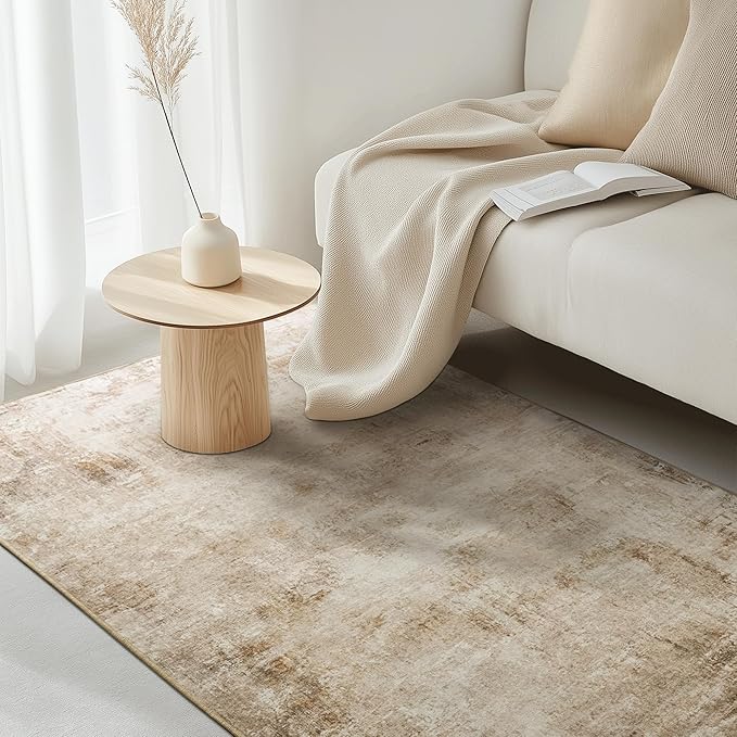 NICETOWN Kitchen Yellow Runner Rug 2x6 - Washable Boho Non-Slip 2x6 Carpet for Hallway with Rubber Backing, Thin Abstract Washable Rug Runner Throw Carpet for Bedroom