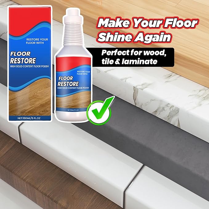 Floor Restore for Wood Floors: Floor Clean Restorer & Polish for Tile, Shine Wood, Laminate, Vinyl, Bamboo - Quick-Drying Flooring Protection Agent (5, 150 ml)