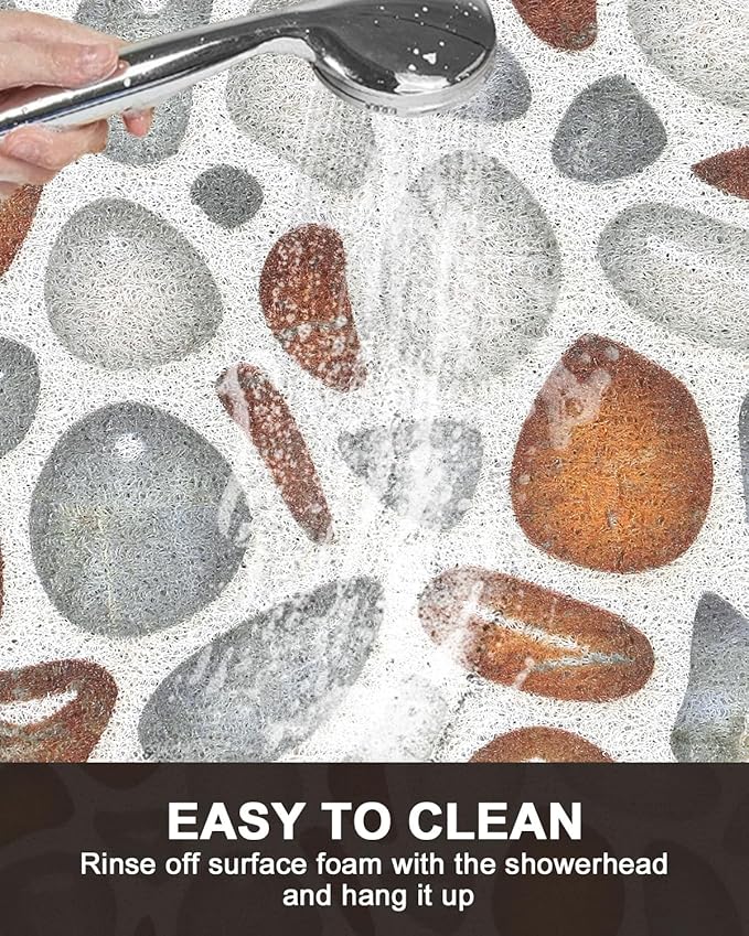 Shower Mat Non Slip: Anti Slip Shower Mats for Inside Shower, Soft PVC Loofah Shower Floor Mat, Extra Large Bath Mat for Shower, Tub, Bathroom, Floor, Kitchen, Home, Pool, Hotel, Quick Drying